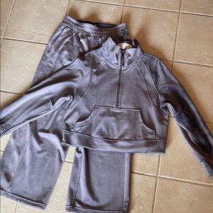 Light Purple Lululemon Lounge Set - Cropped Zip Pullover & Wide Leg Pants